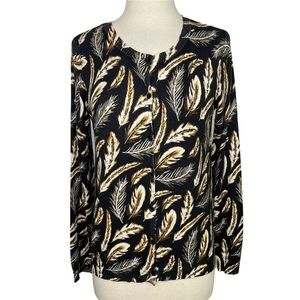 Stitch Fix l Daniel Rainn Button Down Cardigan Feather Print, XS